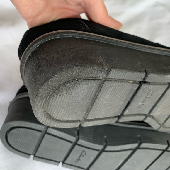 Clarks Loafers Airabel chunky heel size 7.5 US black suede upper woman’s - Picture 13 of 16